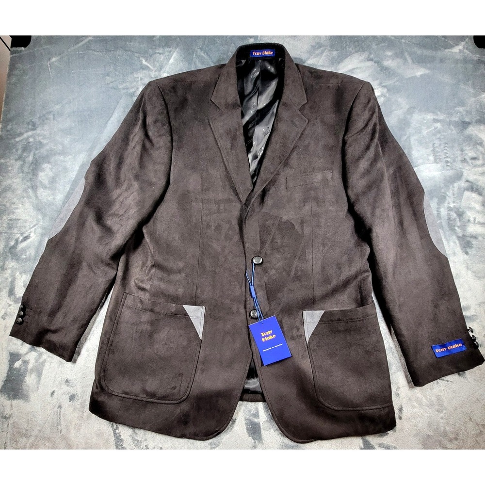 Tony Blake Blazer Designer Line Mens 42/44R Black Wool-Feel Polyester